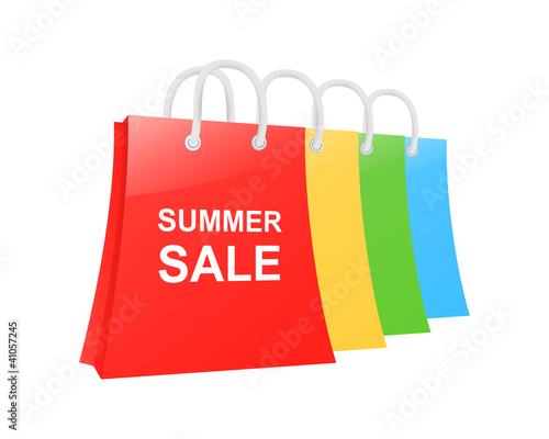 Set of shopping bags. Summer sale. Vector illustration