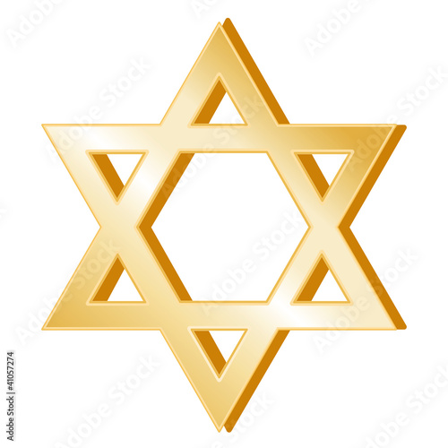 Judaism Symbol, gold Star of David, icon of the Jewish faith