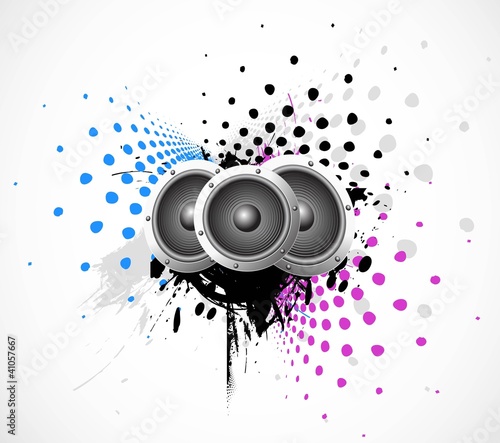 abstract vector music speaker on grunge art