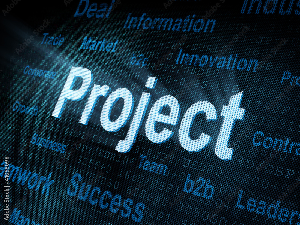Obraz premium Pixeled word Project on digital screen