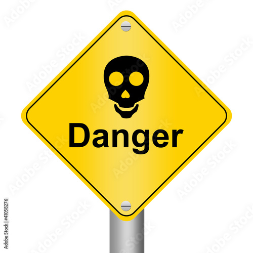 Skull Danger Sign Isolated on White