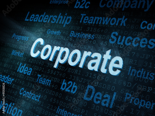 Pixeled word Corporate on digital screen
