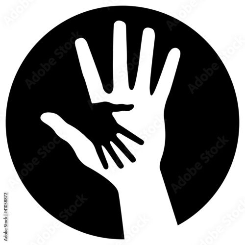 Caring hands icon, abstract vector illustration