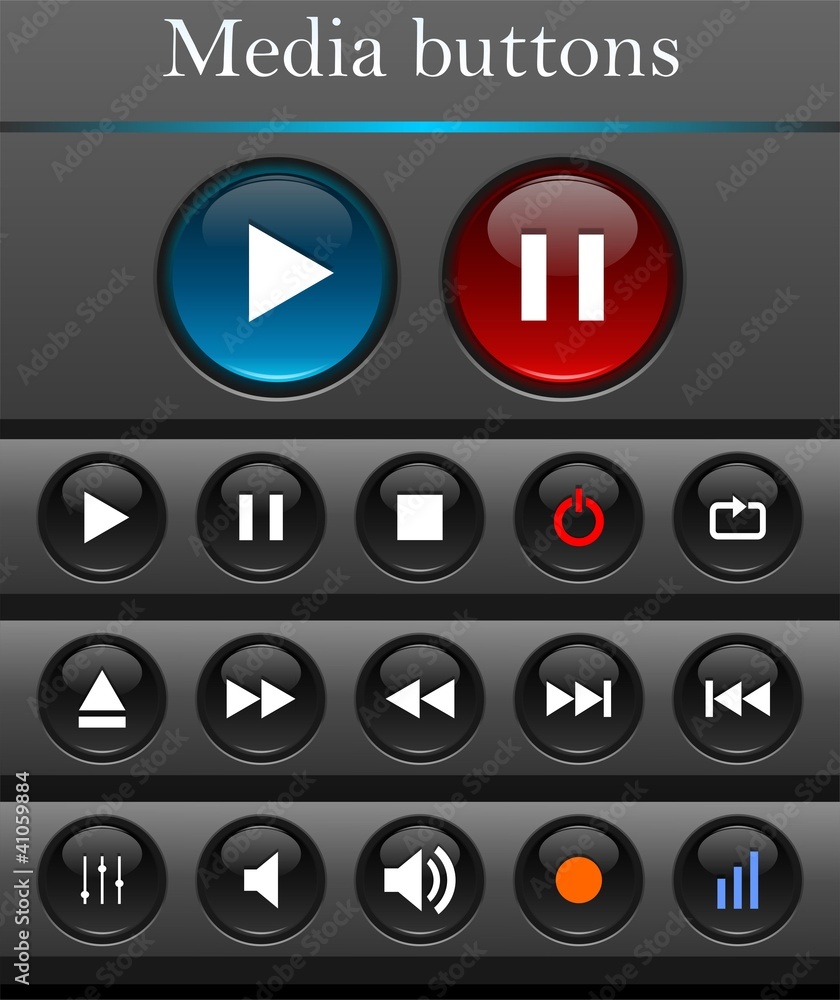 Black media buttons Black media buttons