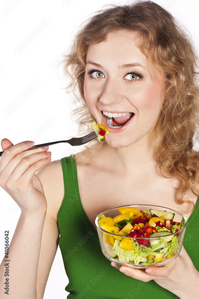 Healthy lovely woman, with salad Healthy lovely woman, with salad