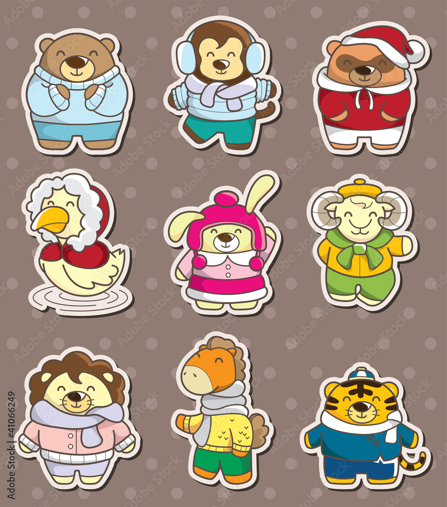 Fototapeta premium winter animal stickers