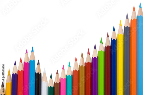 Business graph illustrating growth made up of colored pencils