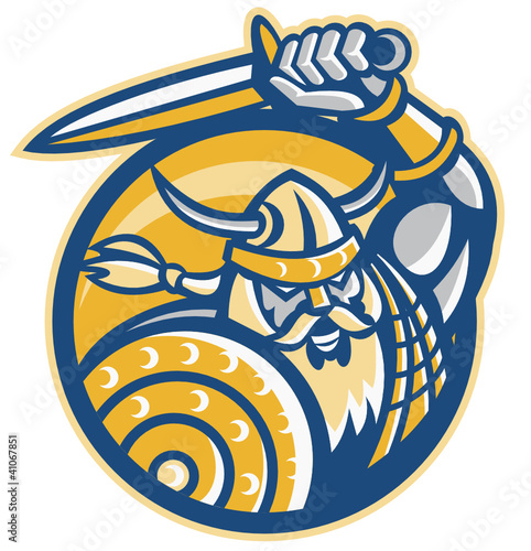Viking Norse Warrior With Sword And Shield
