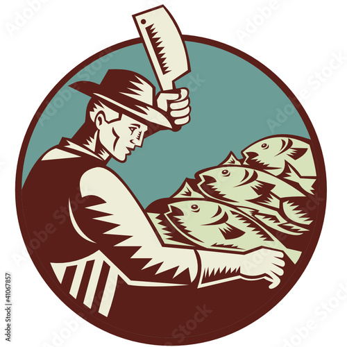 Fishmonger Butcher Knife and Fish