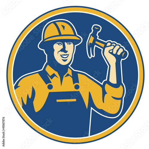 Construction Worker Carpenter Tradesman With Hammer