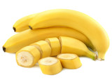 sliced bananas isolated on white background