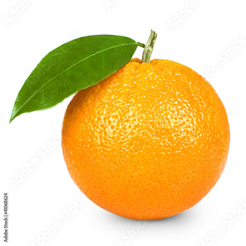 Fotografiet Ripe orange isolated on white background