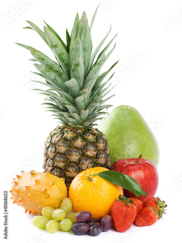 Fototapeta Naklejka Na Ścianę i Meble -  Healthy Eating. Seasonal organic raw fruit isolated