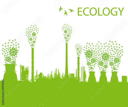 Ecology factory chimney vector background concept