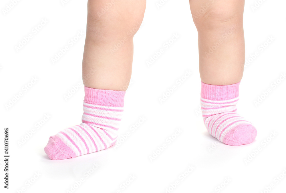 Baby feet fin socks isolated on white