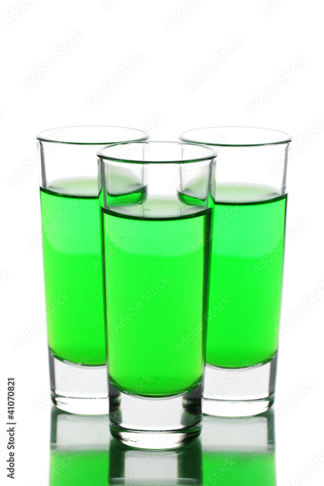 three glasses of absinthe isolated on white three glasses of absinthe isolated on white