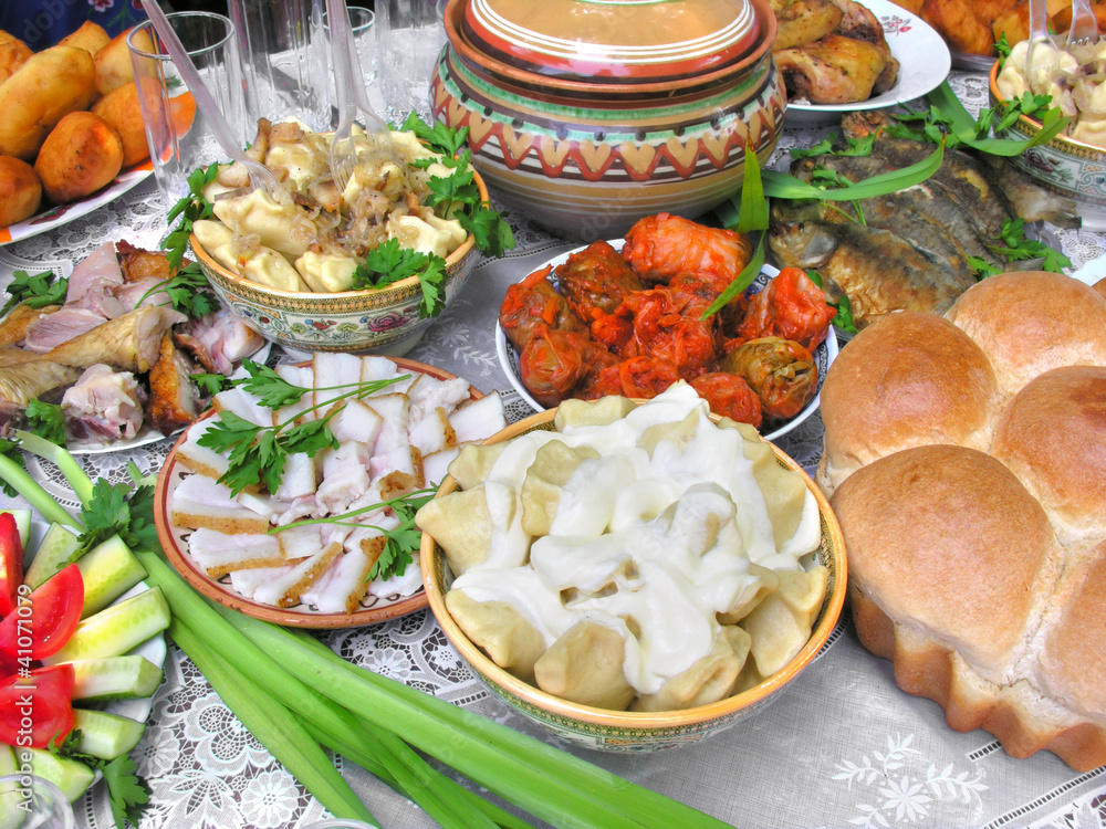 traditional ukrainian food in assortment