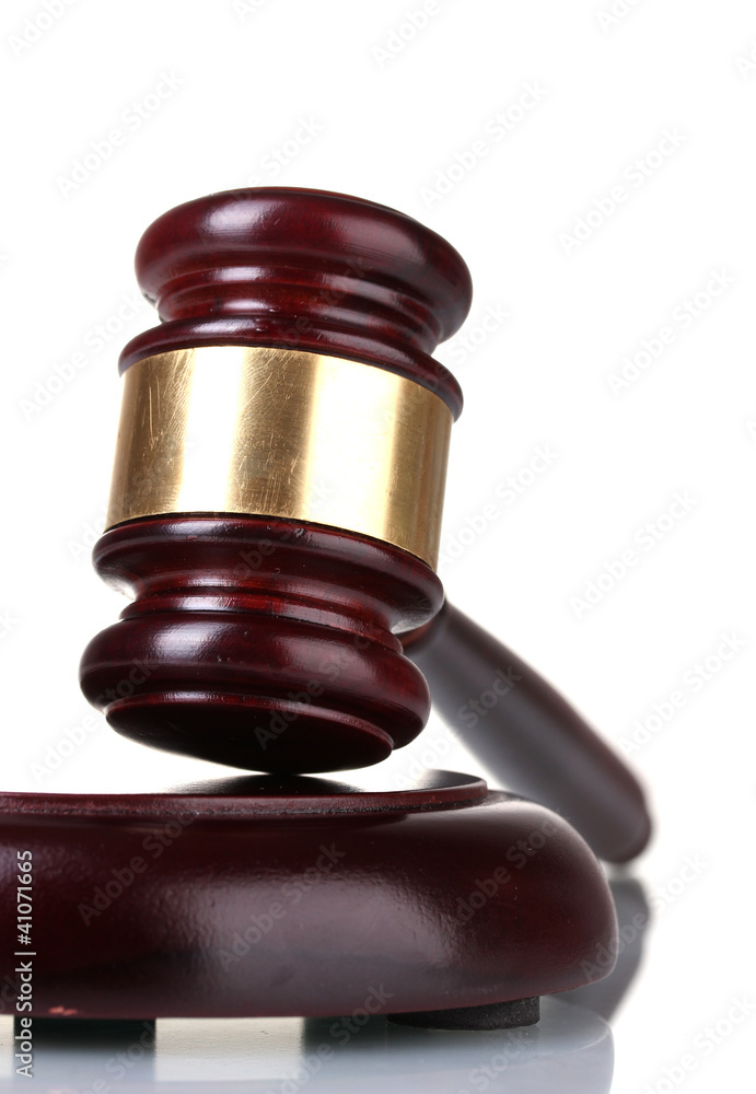 wooden gavel isolated on white
