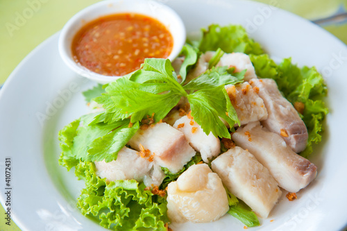 fresh steam fish with seafood sauce