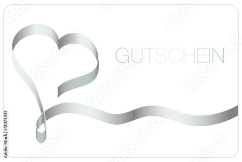 Gutschein Herzschleifenband silber