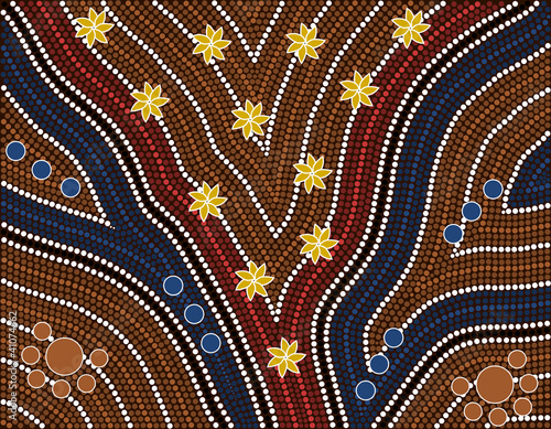 Illu.based on aboriginal style of dot painting depicting wet