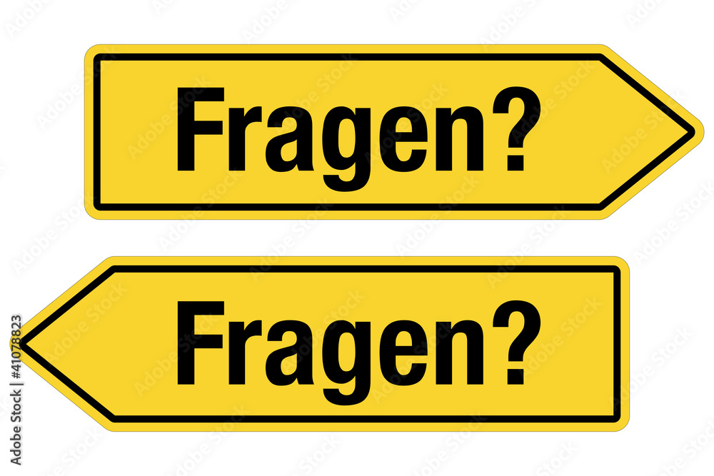 2 Pfeilschilder gelb FRAGEN?