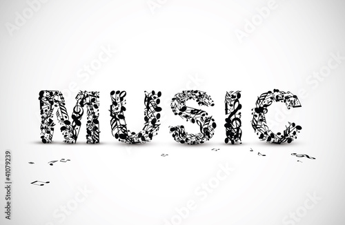 Vector music lettering made from black notes