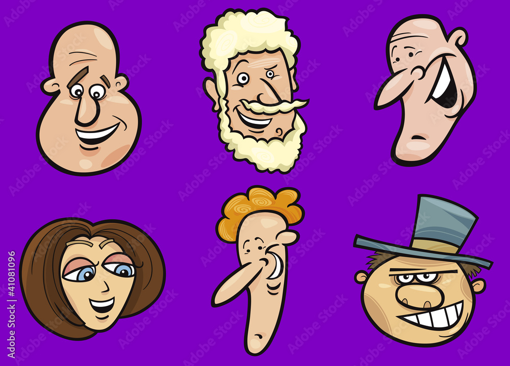 Fototapeta premium set of happy people faces