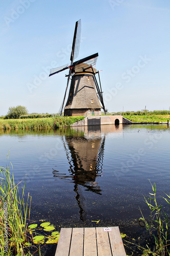 Beautiful old dutch windmill at Kinderdijk, Netherlands