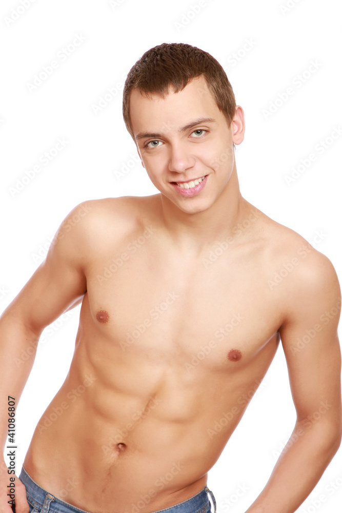 Portrait of a  shirtless young man