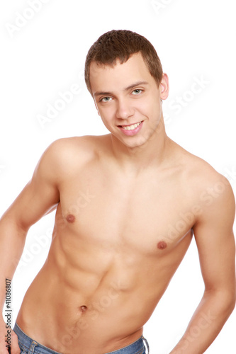 Portrait of a shirtless young man