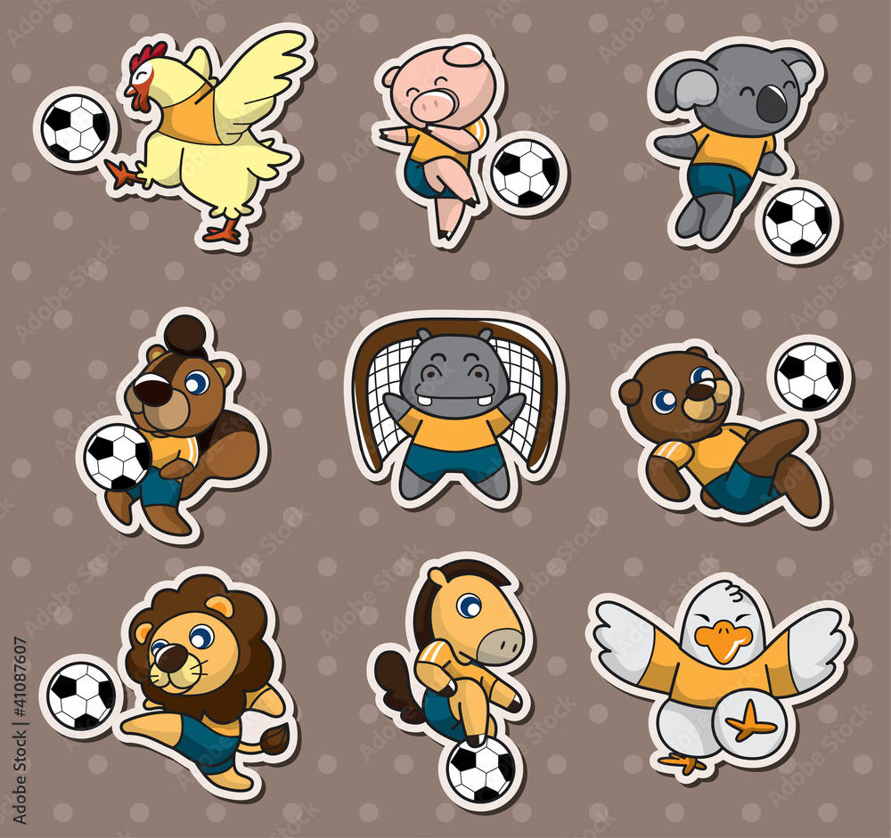 Obraz premium cartoon animal soccer player stickers