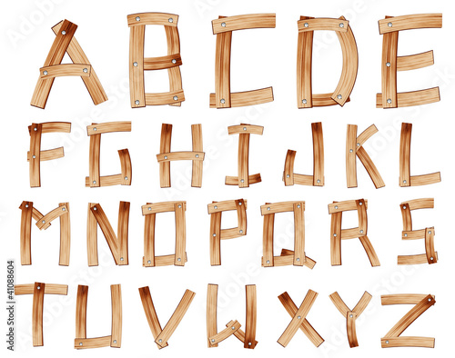 Old Grunge Wooden Alphabet, vector set