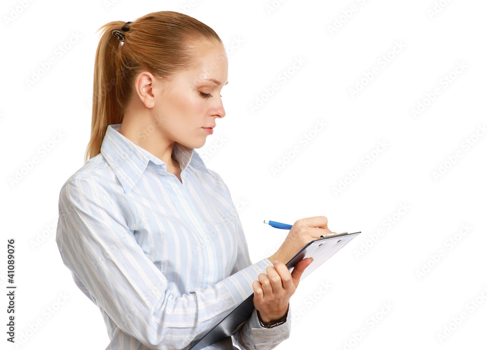 Portrait of a businesswoman with a clipboard Portrait of a businesswoman with a clipboard