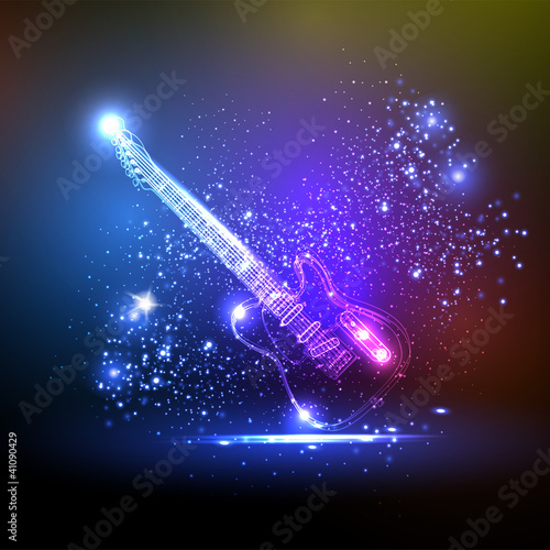 neon light guitar, grunge music