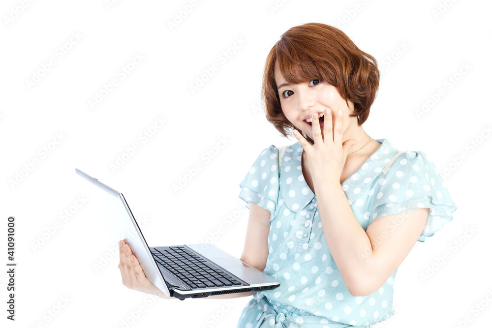 Beautiful asian woman using a laptop computer Beautiful asian woman using a laptop computer