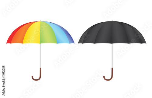 black an rainbow umbrellas vector illustration