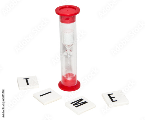 hour glass and time text