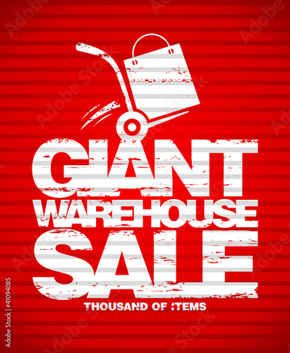 Giant warehouse sale design template with hand truck