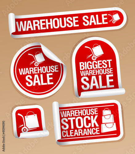 Warehouse sale stickers with hand truck