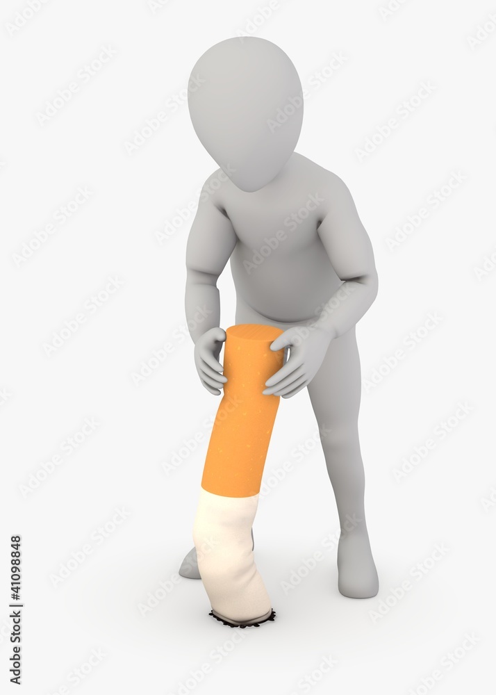 3d render of cartoon character with cigarette - stop smoking 3d render of cartoon character with cigarette - stop smoking