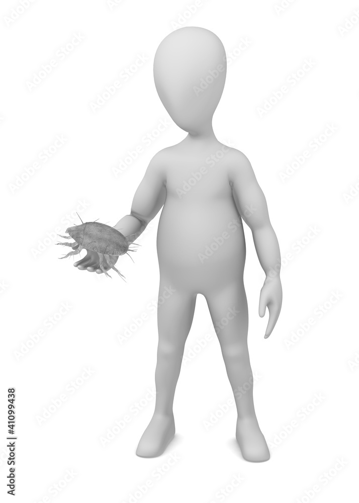 3d render of cartoon character with mite bug 3d render of cartoon character with mite bug