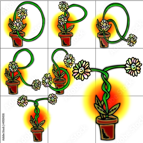 Flowers sketches alphabet background design abcd