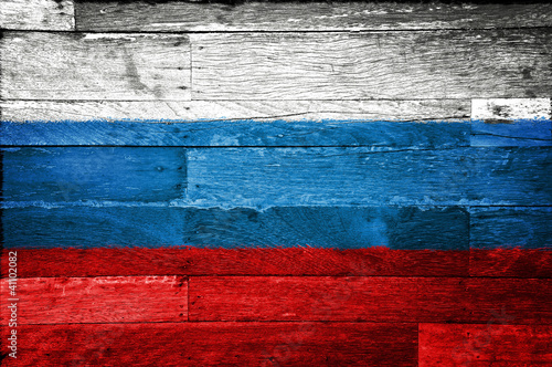 russia flag painted on old wood #41102082