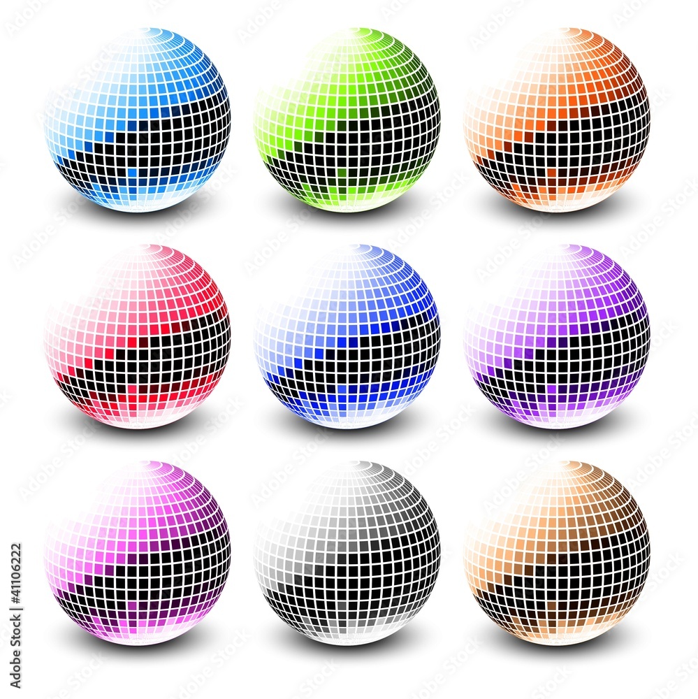 new 3d glossy sphere collection of nine illustration vector