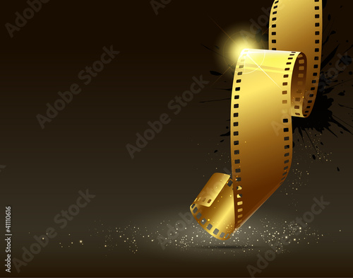 Camera film roll gold color, vector illustration