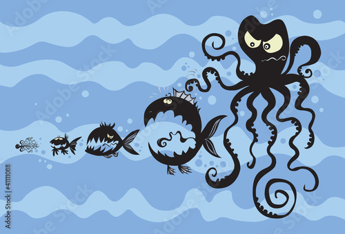 Cartoon fish silhouettes.