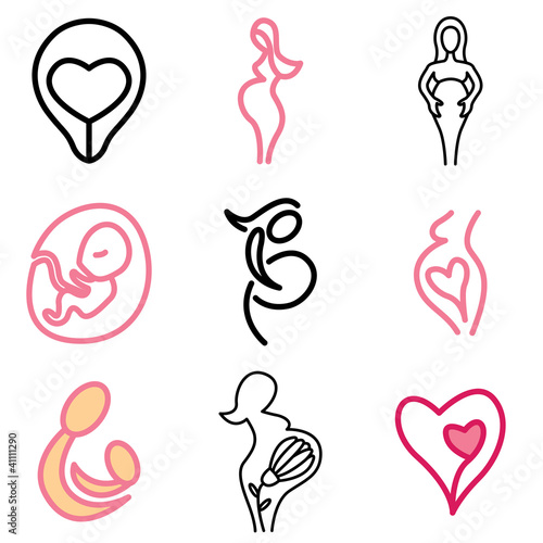 pregnancy and motherhood icons vector set