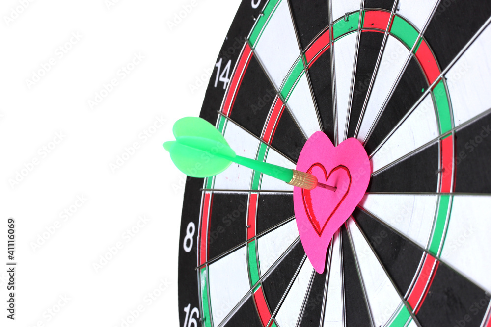 Darts with stickers depicting the life values close-up Darts with stickers depicting the life values close-up