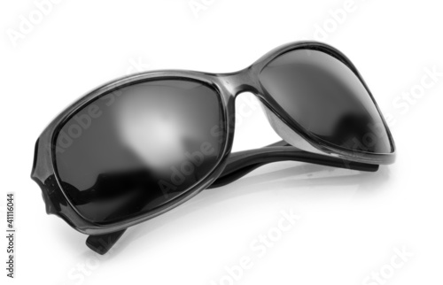 Women black sunglasses isolated on white